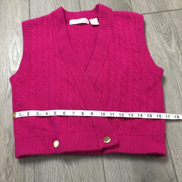Le Moda Knitwear Lambswool Angora rabbit Blend Pink women vest size m Cable Knit - Picture 4 of 6